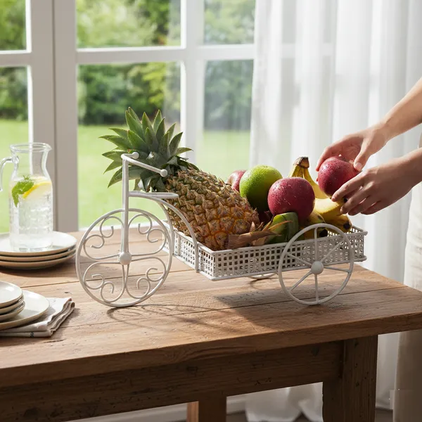 White_Metal_Tricycle_Design_Fruit_Stand