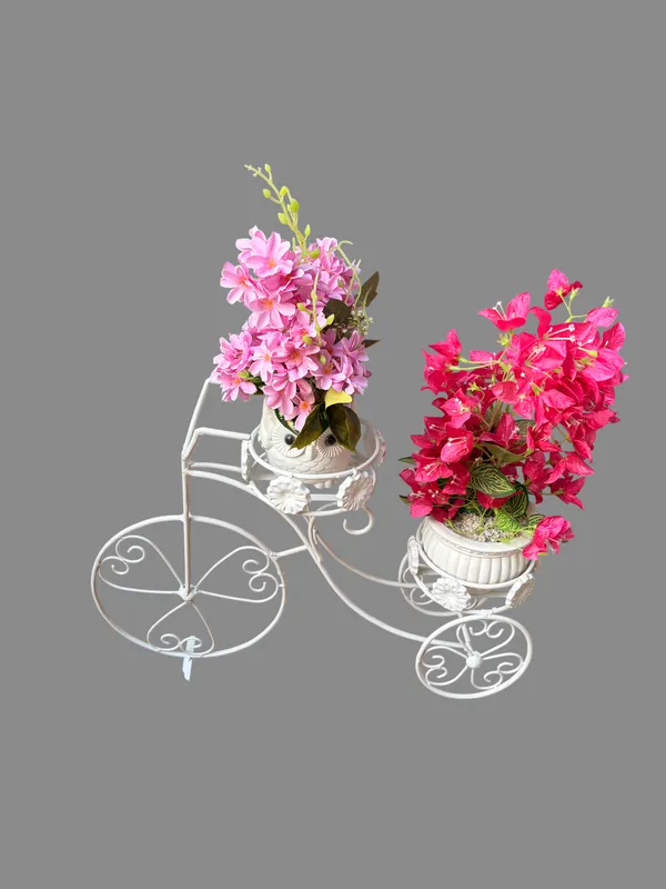 White_Metal_Tricycle_Design_Plant_Stand