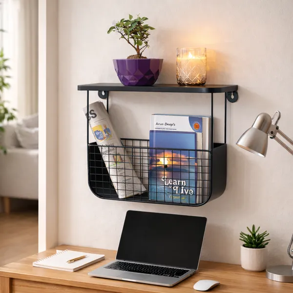 Metal_Wall_Mounted_Magazine_Rack_With_Shelf
