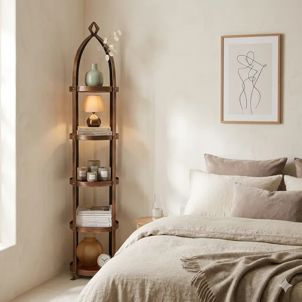 Metal_Arched_Frame_Round_Tiered_Tall_Corner_Shelf_Stand