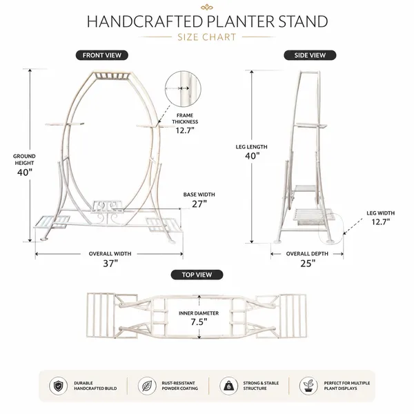 White_Metal_Arch_Design_Plant_Stand
