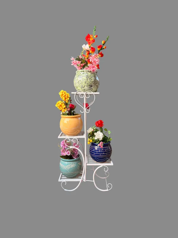 White_Metal_Scrollwork_4-Tier_Plant_Stand