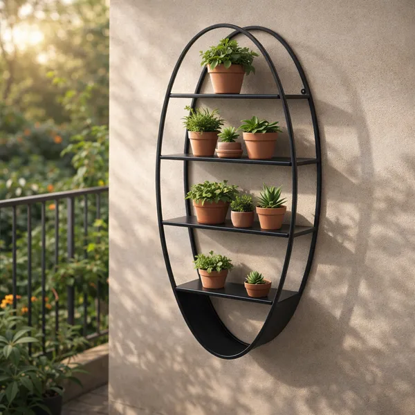 Metal_Oval_Wall_Mounted_Four-Tier_Shelf
