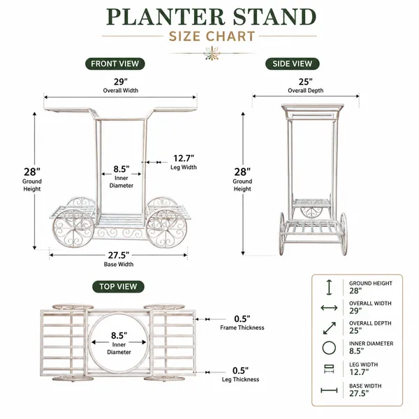 White_Metal_Cart_Design_Two-Tier_Plant_Stand