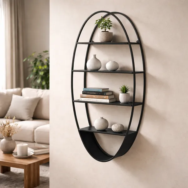 Metal_Oval_Wall_Mounted_Four-Tier_Shelf