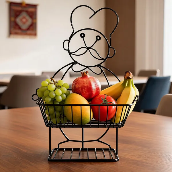 Black_Metal_Chef_Design_Wire_Fruit_Basket_With_Base