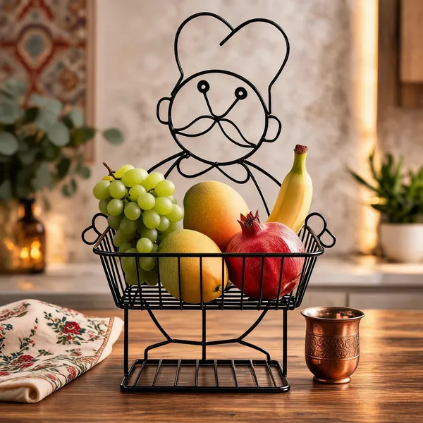 Black_Metal_Chef_Design_Wire_Fruit_Basket_With_Base