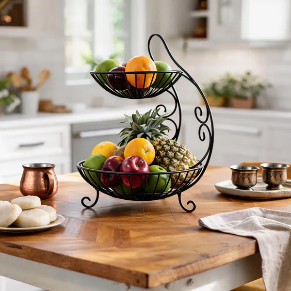 Black_Metal_Wire_2-Tier_Scrollwork_Fruit_Stand
