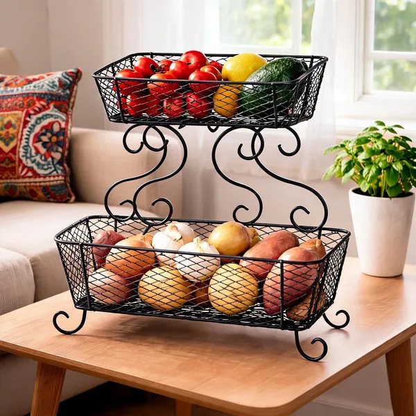 Metal_Scrollwork_Two-Tier_Fruit_And_Vegetable_Basket