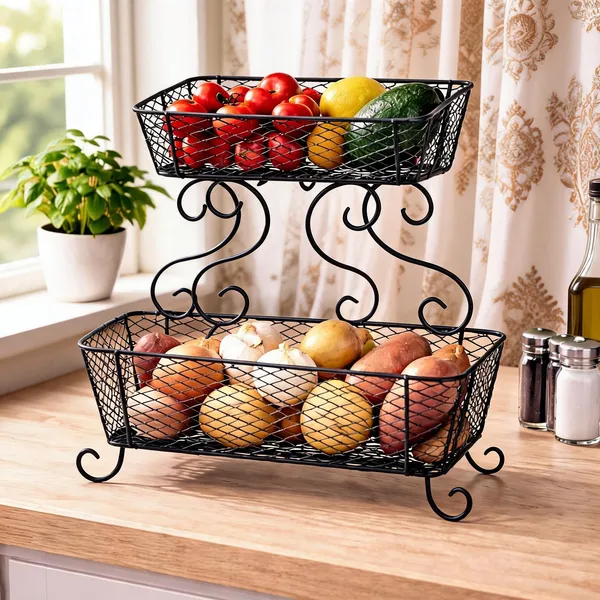 Metal_Scrollwork_Two-Tier_Fruit_And_Vegetable_Basket