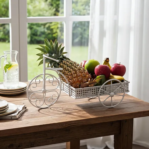 White_Metal_Tricycle_Design_Fruit_Stand