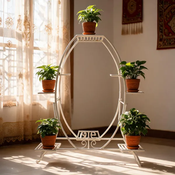 White_Metal_Arch_Design_Plant_Stand