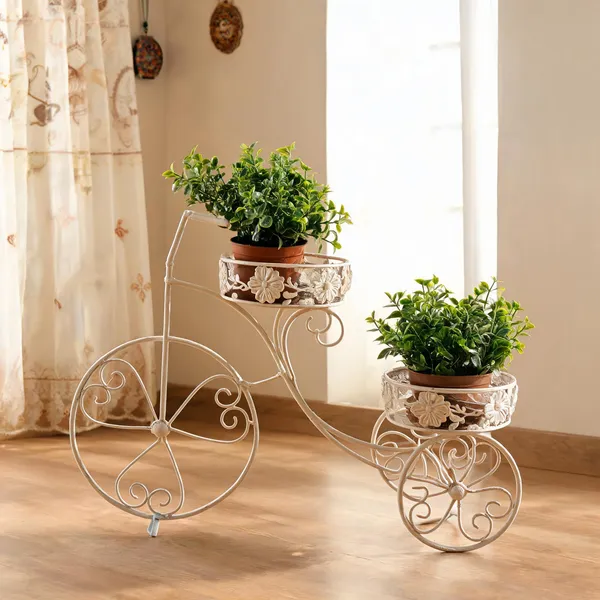 White_Metal_Tricycle_Design_Plant_Stand