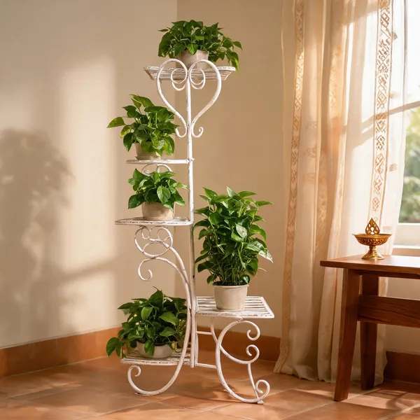 White_Metal_Scrollwork_4-Tier_Plant_Stand