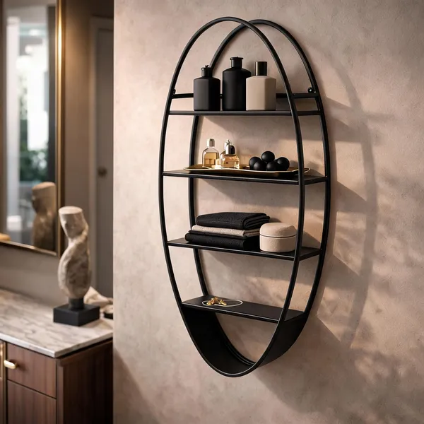Metal_Oval_Wall_Mounted_Four-Tier_Shelf