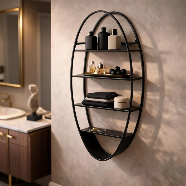 Metal_Oval_Wall_Mounted_Four-Tier_Shelf