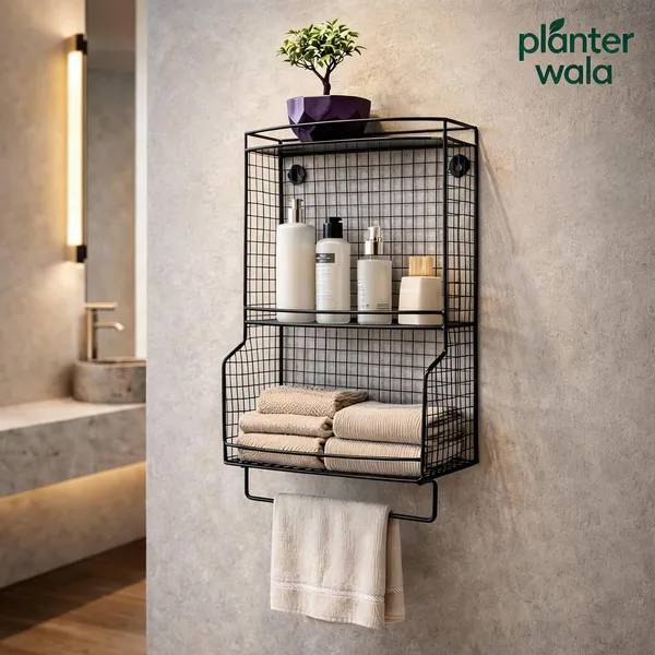Metal_Wire_Wall_Mounted_Bathroom_Storage_Rack_With_Towel_Bar