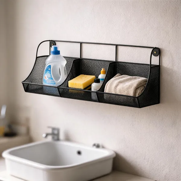 Metal_Mesh_Wall_Mounted_Three-Compartment_Storage_Rack