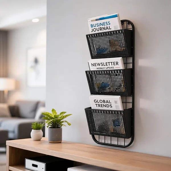 Metal_Three_Tier_Wall_Mounted_Magazine_Rack