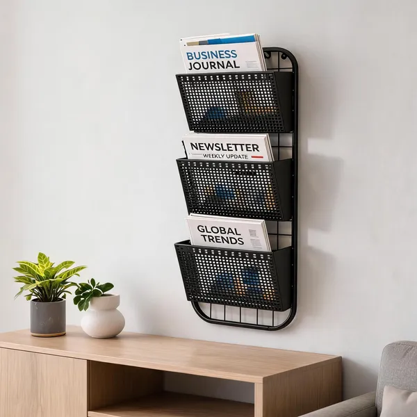 Metal_Three_Tier_Wall_Mounted_Magazine_Rack