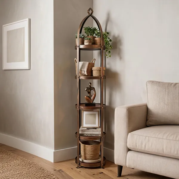 Metal_Arched_Frame_Round_Tiered_Tall_Corner_Shelf_Stand