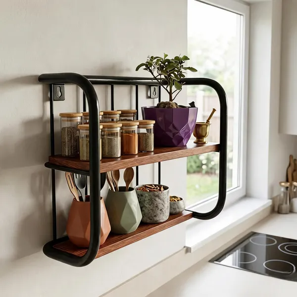 Metal_Wood_Two_Tier_Wall_Mounted_Kitchen_Storage_Shelf