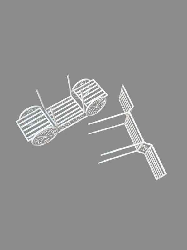 White_Metal_Cart_Design_Two-Tier_Plant_Stand