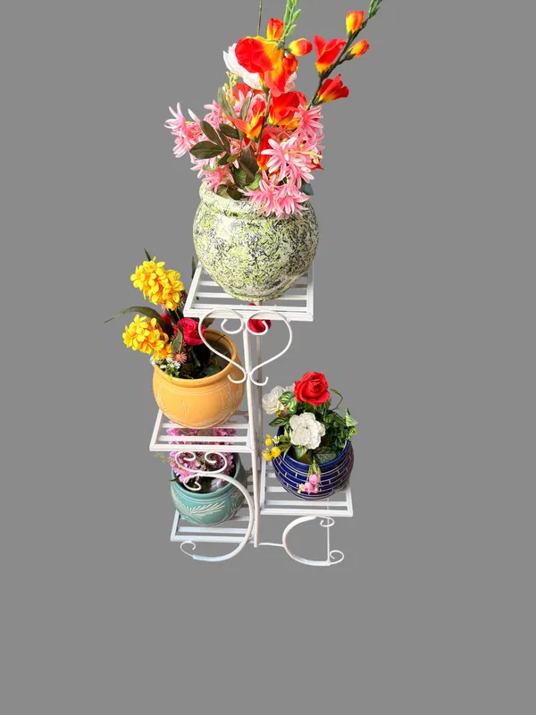 White_Metal_Scrollwork_4-Tier_Plant_Stand