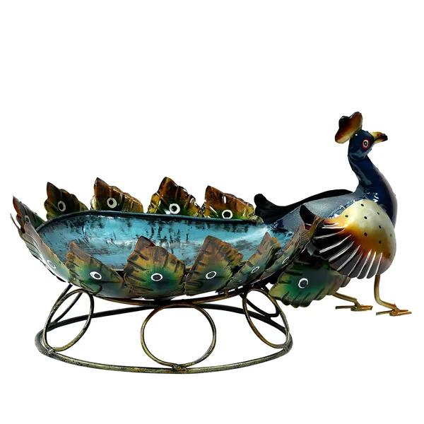 Metal_Decorative_Peacock_Design_Fruit_Bowl_With_Stand
