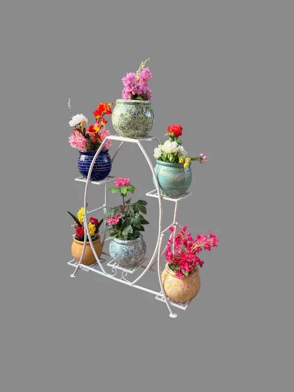 White_Metal_Arch_Design_Plant_Stand