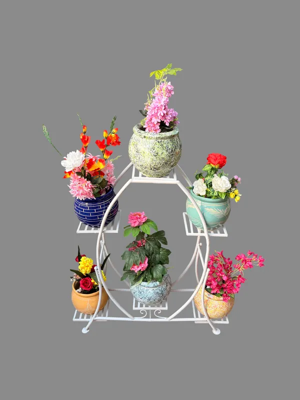 White_Metal_Arch_Design_Plant_Stand