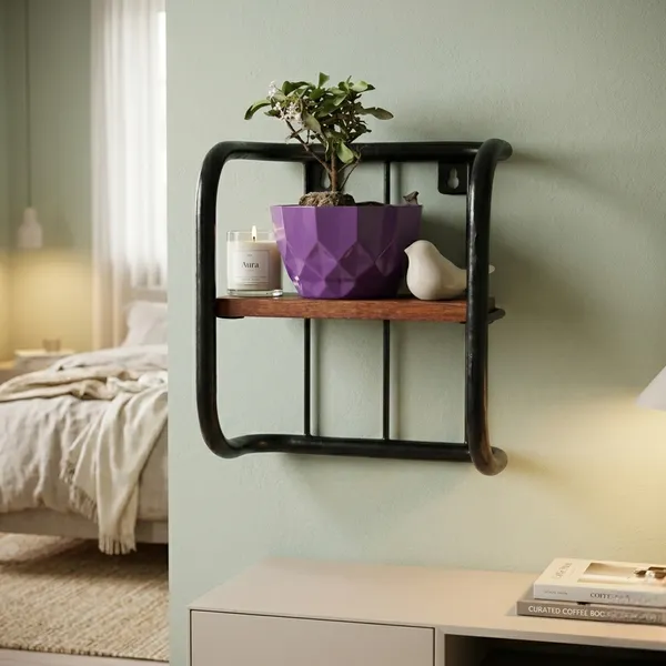 Metal_Wood_Two_Tier_Wall_Mounted_Kitchen_Storage_Shelf