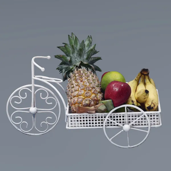 White_Metal_Tricycle_Design_Fruit_Stand
