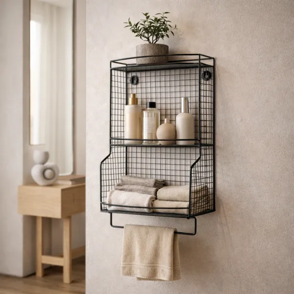 Metal_Wire_Wall_Mounted_Bathroom_Storage_Rack_With_Towel_Bar
