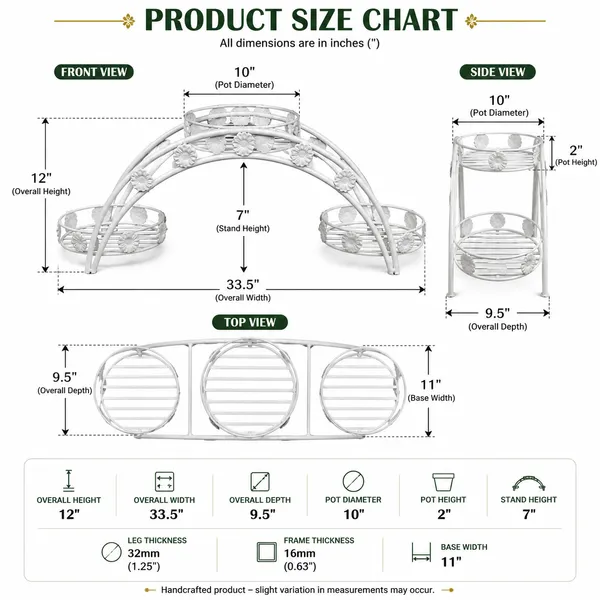White_Metal_Arch_Design_Three-Pot_Plant_Stand