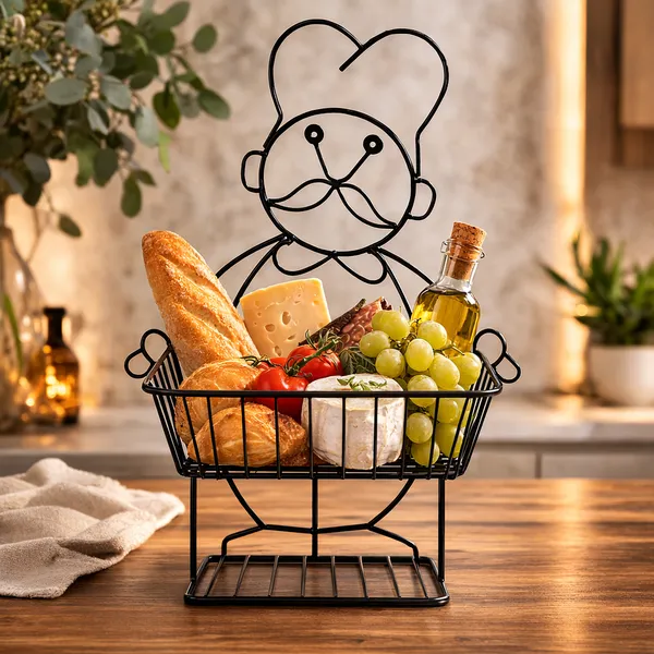 Black_Metal_Chef_Design_Wire_Fruit_Basket_With_Base