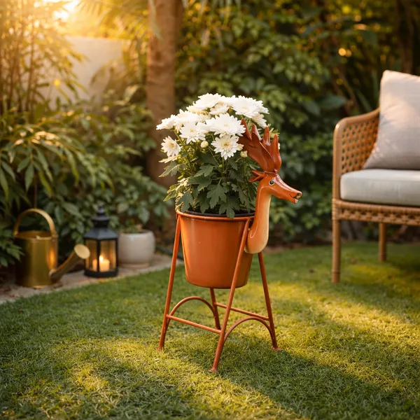 Orange_Metal_Deer_Figurine_Plant_Stand