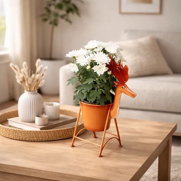Orange_Metal_Deer_Figurine_Plant_Stand