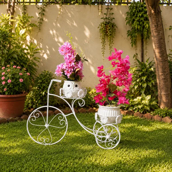 White_Metal_Tricycle_Design_Plant_Stand