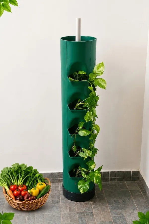 Plastic_Vertical_Garden_Tower_Planter_For_Home_Balcony