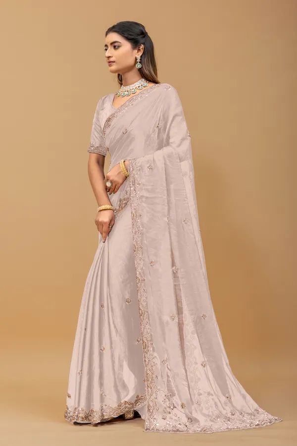 Beige_SareeFendi_Silk_Work:_Beads_Sequence_Cutdana_Threadwork__And_Zari_Theadwork_For_Women