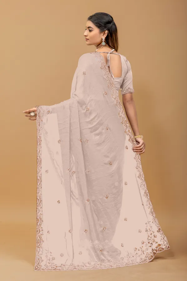 Beige_SareeFendi_Silk_Work:_Beads_Sequence_Cutdana_Threadwork__And_Zari_Theadwork_For_Women