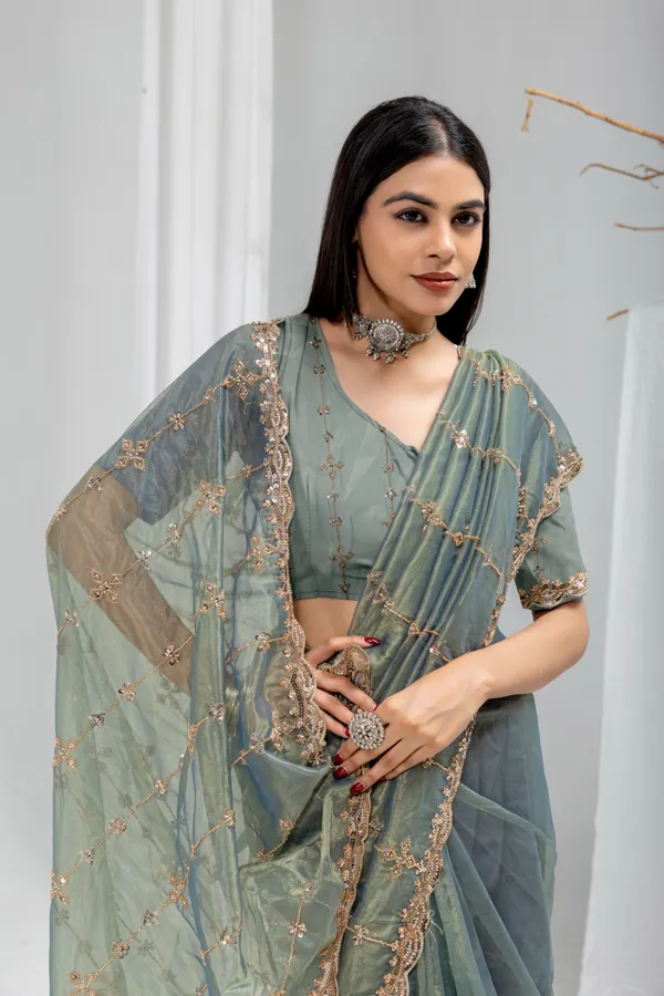 ASY_GRY_SareeOrgenza_Net_Work:_Beads_Sequence_Cutdana_Threadwork__And_Zari_Theadwork_For_Women