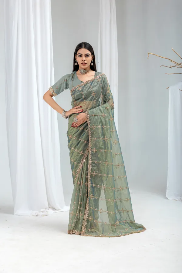 ASY_GRY_SareeOrgenza_Net_Work:_Beads_Sequence_Cutdana_Threadwork__And_Zari_Theadwork_For_Women