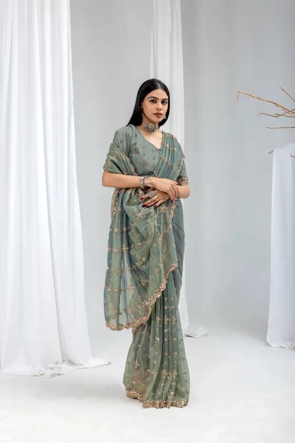 ASY_GRY_SareeOrgenza_Net_Work:_Beads_Sequence_Cutdana_Threadwork__And_Zari_Theadwork_For_Women