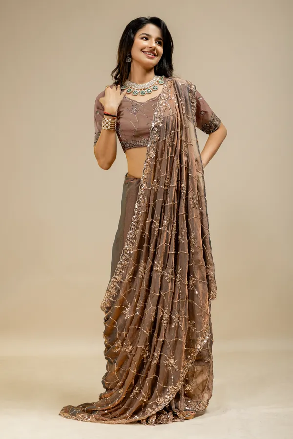 Copper_SareeNc_Moss_Work:_Beads_Sequence_Cutdana_Threadwork__And_Zari_Theadwork_For_Women