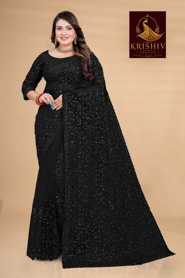 Black_Saree_Net_Work:_Beads_Sequence_Cutdana_Threadwork__And_Zari_Theadwork_For_Women
