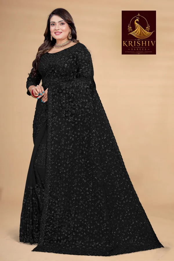 Black_Saree_Net_Work:_Beads_Sequence_Cutdana_Threadwork__And_Zari_Theadwork_For_Women