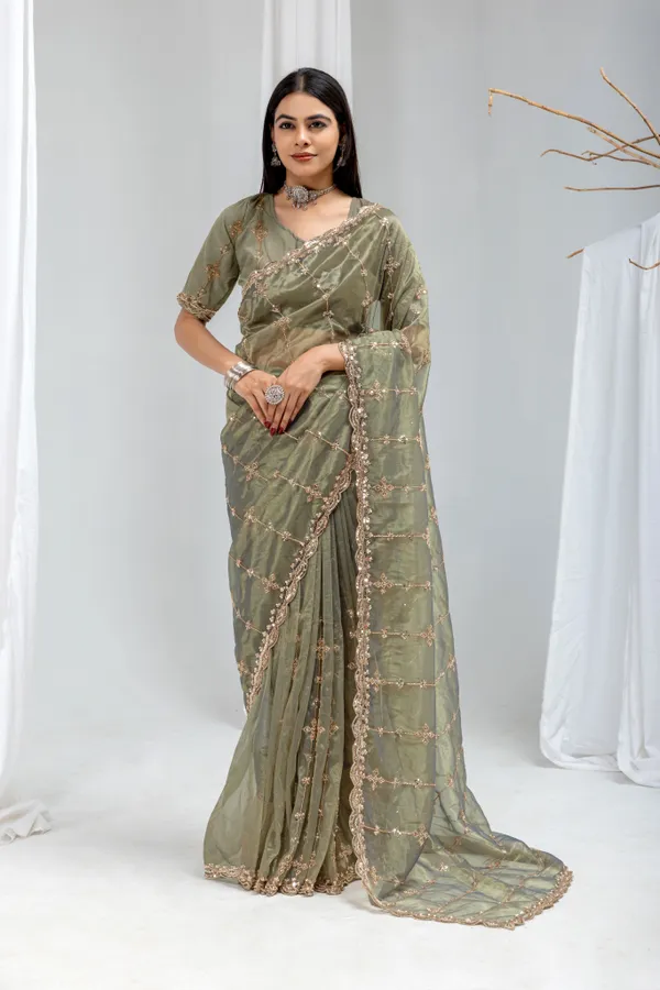 GUN_Metal_Gry_SareeOrgenza_Net_Work:_Beads_Sequence_Cutdana_Threadwork__And_Zari_Theadwork_For_Women