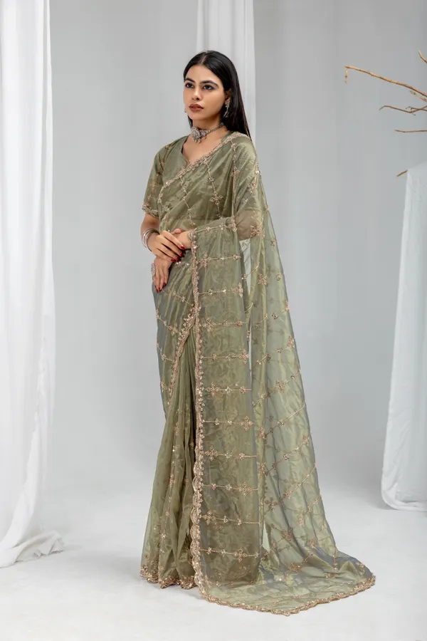 GUN_Metal_Gry_SareeOrgenza_Net_Work:_Beads_Sequence_Cutdana_Threadwork__And_Zari_Theadwork_For_Women